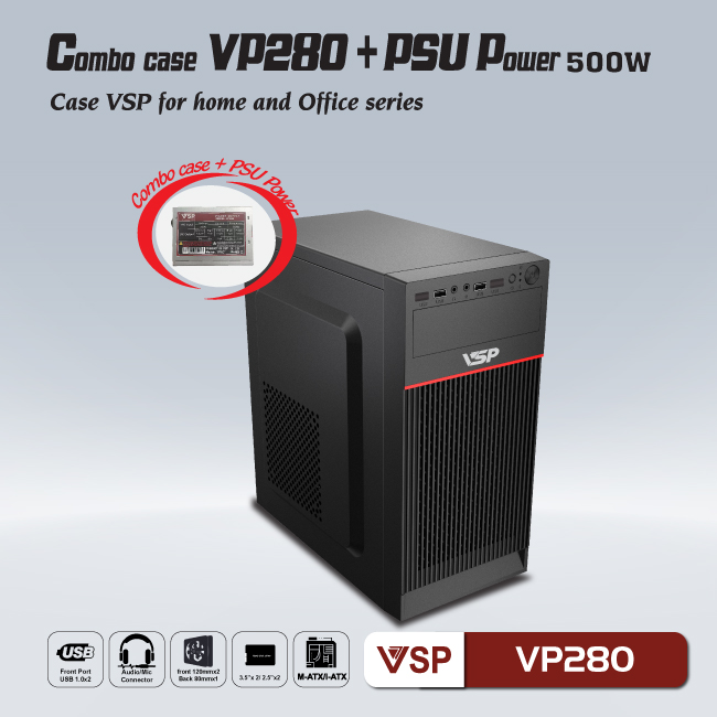 Combo Case văn phòng VP280 có sẵn nguồn 500W